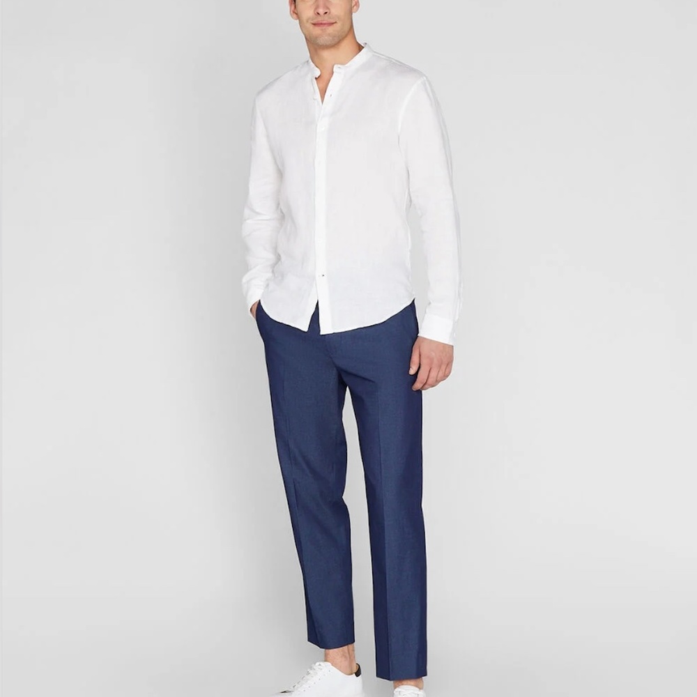 Indigo Chambray Tapered Dress Trousers - Brand New - NEVER WORN - Indigo - Picture 1 of 5